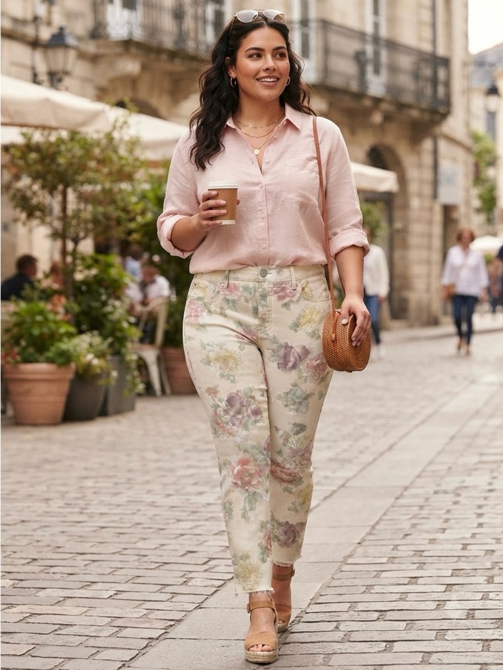 Jordache Mid-Rise Floral Skinny Jeans Peony Floral Pastel Feminine Raw Hem Boho